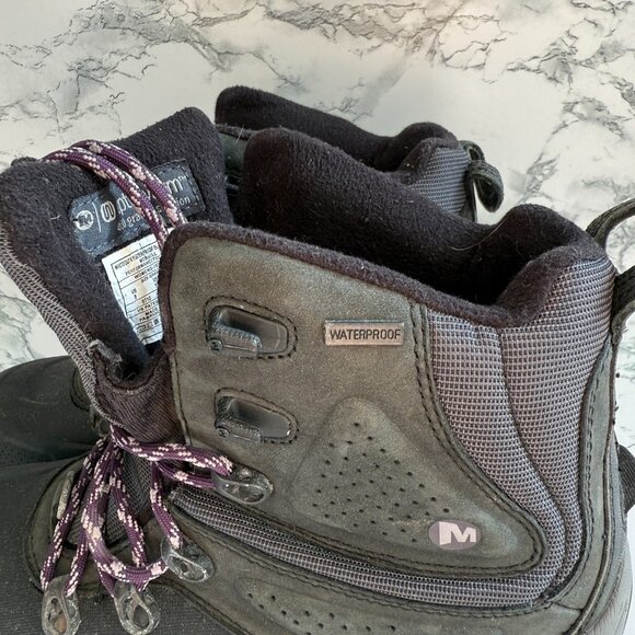 Merrell Women 8 Whiteout Boot Snow Black Waterproof Insulated Hiking Winter Shoe - Picture 5 of 9